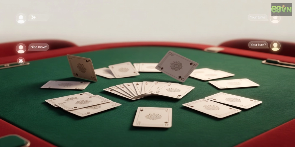 Hình minh họa khái niệm game bài tiến lên 69vn với bộ bài quen thuộc và giao diện hiện đại