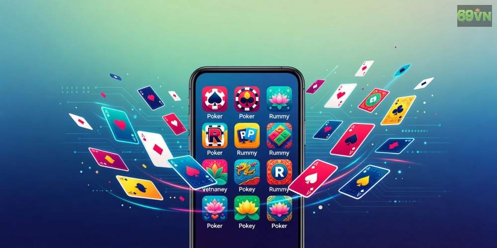 Minh họa khái niệm tải game bài 69vn với giao diện ứng dụng hiện đại và dễ sử dụng